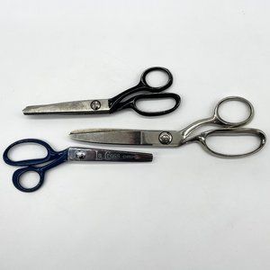 (3) Sizes Vintage Pinking Shears Scissors for Arts-Crafts-Stamping-Fabric-Sewing